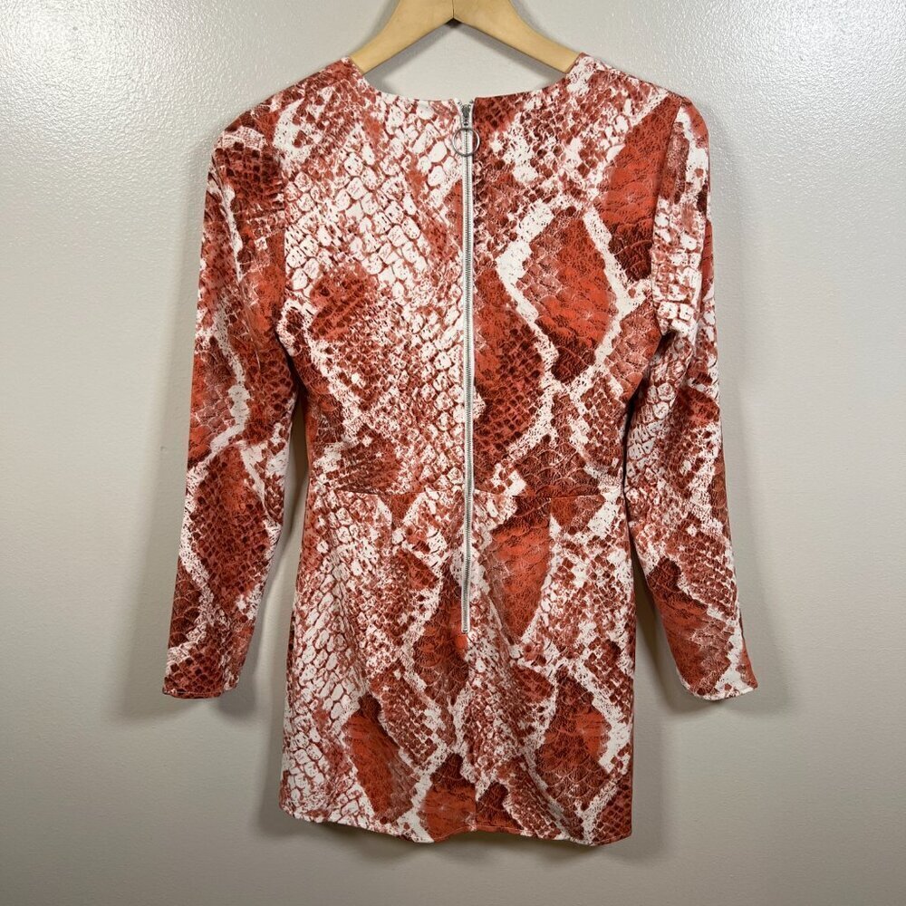 NBD X Naven Rachel Mini Dress Size XS Red Snake Party Event Date Night Plunge - Picture 3 of 11